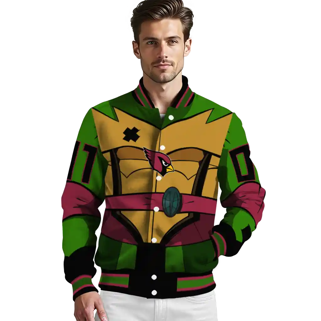personalized arizona cardinals turtle armor varsity jacket high quality personalized arizona cardinals turtle armor varsity jacket high quality