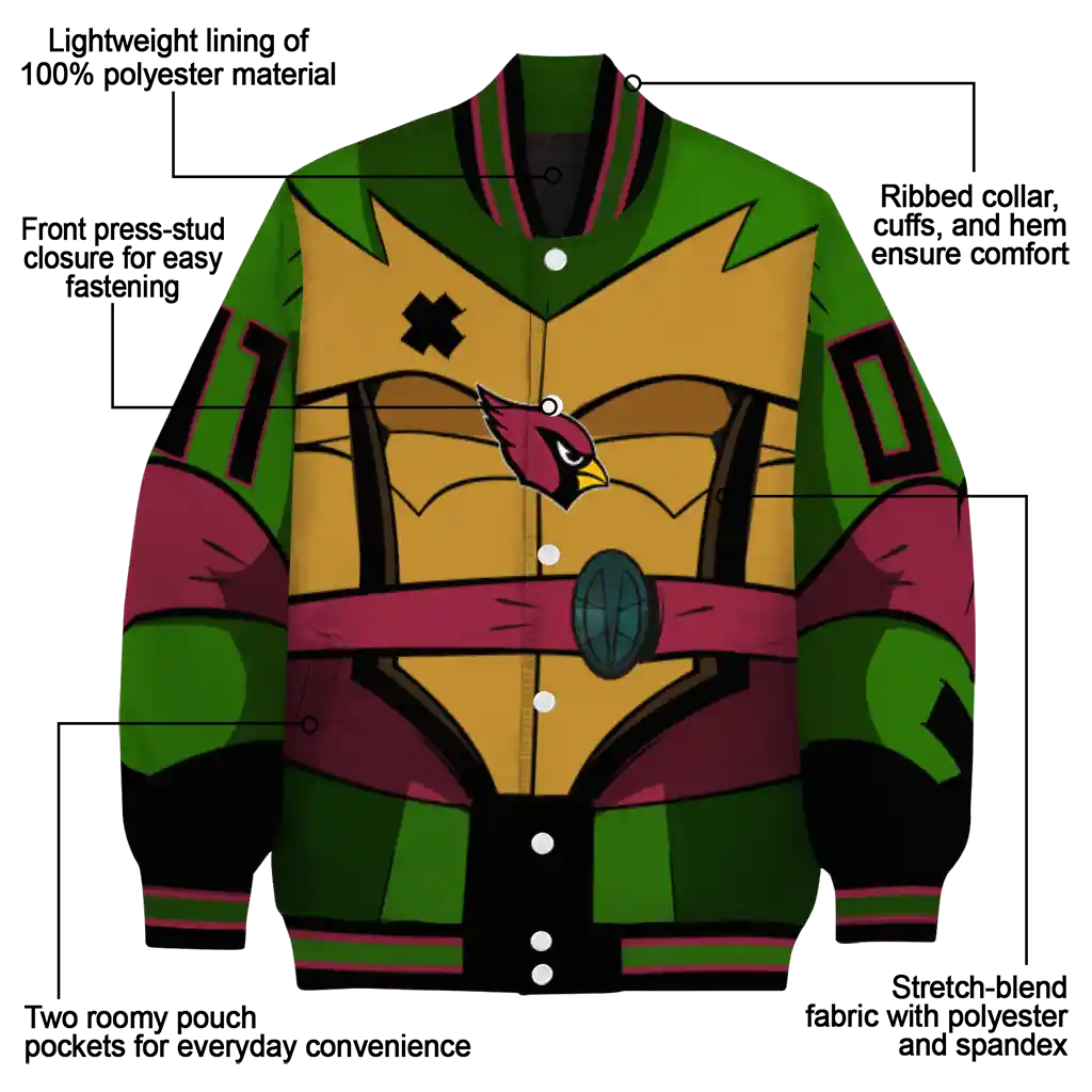 personalized arizona cardinals turtle armor varsity jacket new arrival personalized arizona cardinals turtle armor varsity jacket new arrival