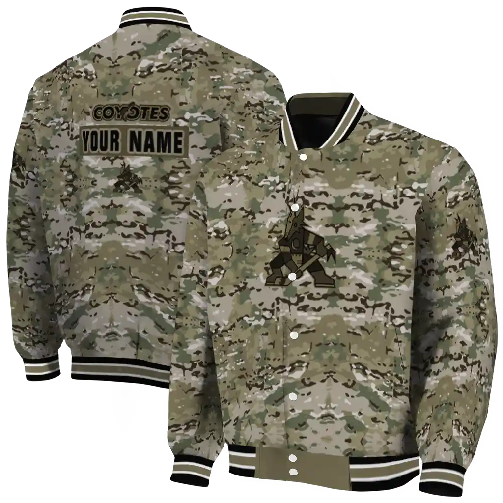 personalized arizona coyotes camouflage abstract camouflage varsity jacket fashion forward personalized arizona coyotes camouflage abstract camouflage varsity jacket fashion forward