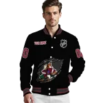 personalized arizona coyotes claw cut black varsity jacket best selling