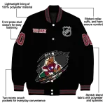 personalized arizona coyotes claw cut black varsity jacket best selling