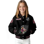 personalized arizona coyotes claw cut black varsity jacket best selling
