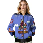 personalized arizona coyotes mario blocks blue black bomber jacket best selling