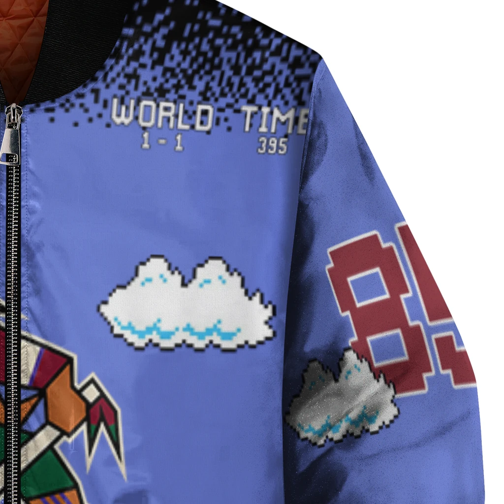 personalized arizona coyotes mario blocks blue black bomber jacket premium grade personalized arizona coyotes mario blocks blue black bomber jacket premium grade