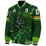personalized arizona coyotes shamrock vortex green varsity jacket best selling