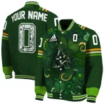 personalized arizona coyotes shamrock vortex green varsity jacket best selling