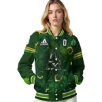 personalized arizona coyotes shamrock vortex green varsity jacket best selling