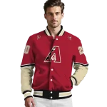 personalized arizona diamondbacks chevron style red varsity jacket best selling