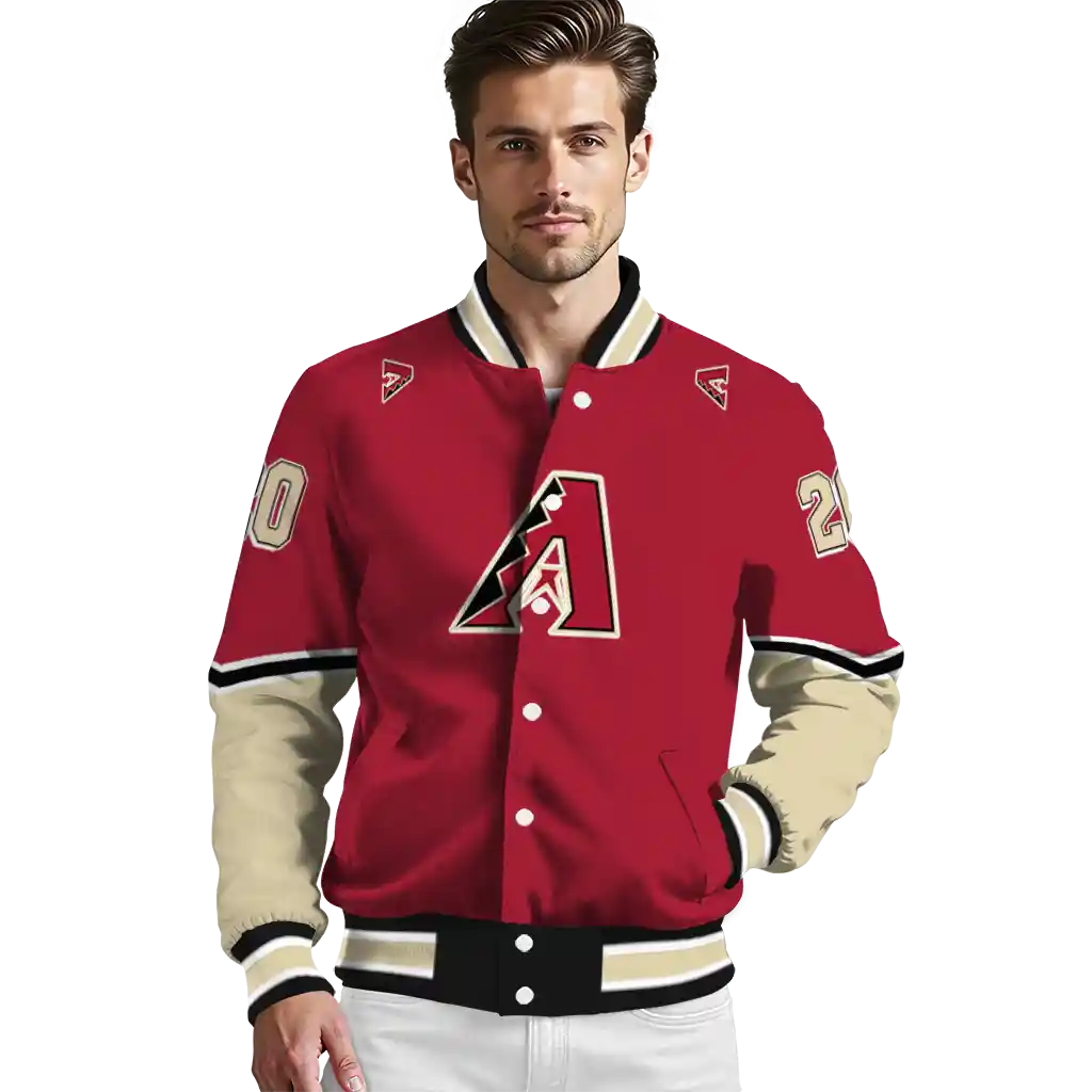 personalized arizona diamondbacks chevron style red varsity jacket high quality personalized arizona diamondbacks chevron style red varsity jacket high quality