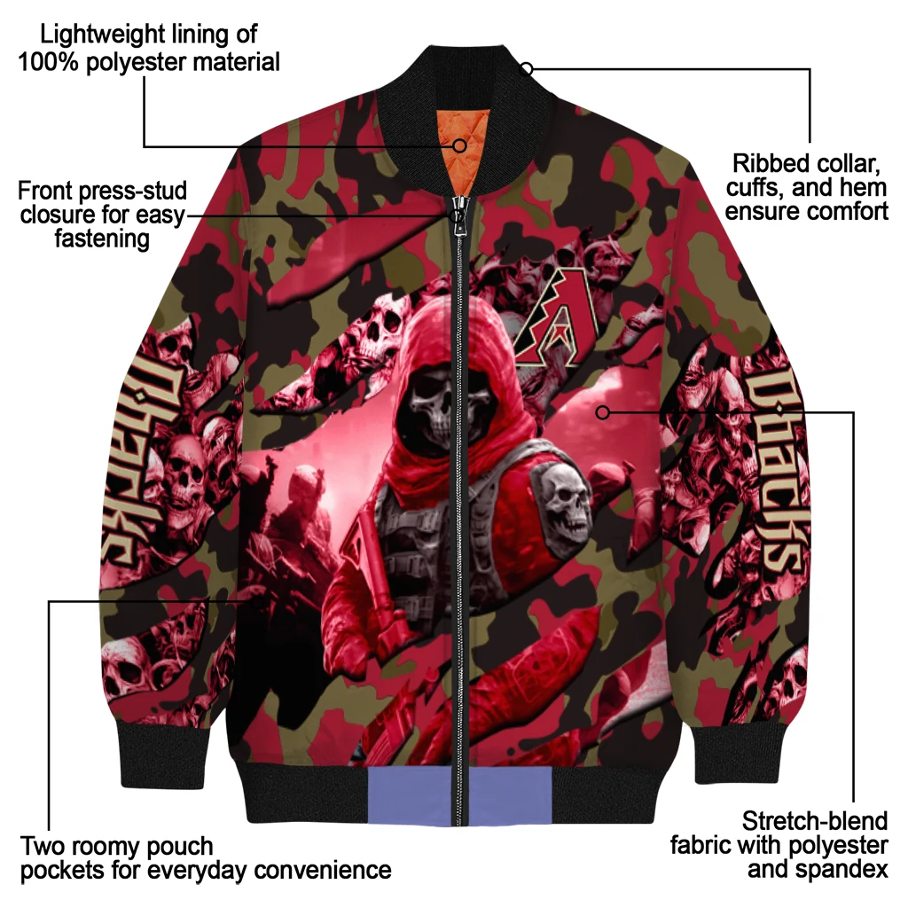 personalized arizona diamondbacks skull horde red bomber jacket new arrival personalized arizona diamondbacks skull horde red bomber jacket new arrival