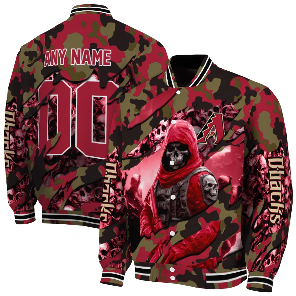 personalized arizona diamondbacks skull horde red varsity jacket fashion forward personalized arizona diamondbacks skull horde red varsity jacket fashion forward