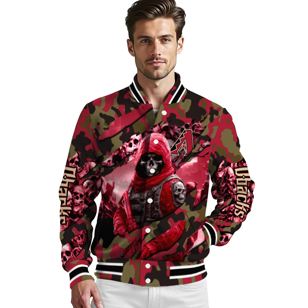 personalized arizona diamondbacks skull horde red varsity jacket high quality personalized arizona diamondbacks skull horde red varsity jacket high quality