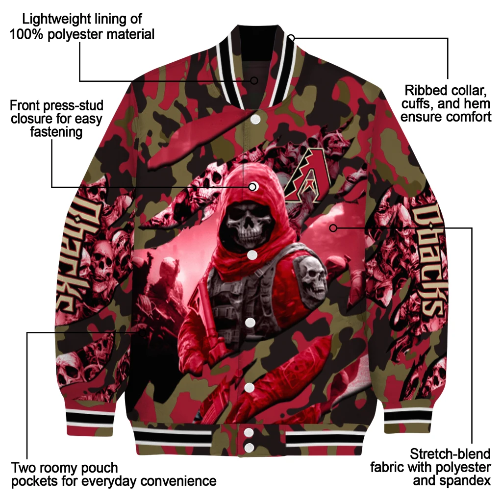 personalized arizona diamondbacks skull horde red varsity jacket new arrival personalized arizona diamondbacks skull horde red varsity jacket new arrival