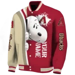 personalized arizona diamondbacks snoopy head red varsity jacket best selling