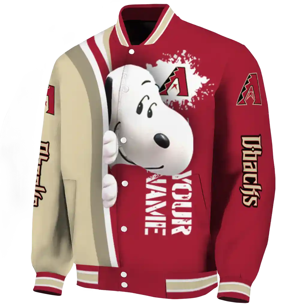 personalized arizona diamondbacks snoopy head red varsity jacket best selling personalized arizona diamondbacks snoopy head red varsity jacket best selling