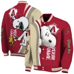 personalized arizona diamondbacks snoopy head red varsity jacket best selling