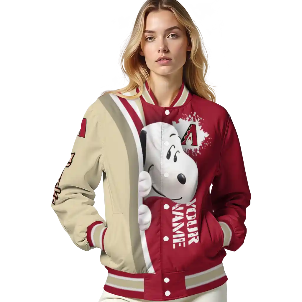 personalized arizona diamondbacks snoopy head red varsity jacket latest model personalized arizona diamondbacks snoopy head red varsity jacket latest model