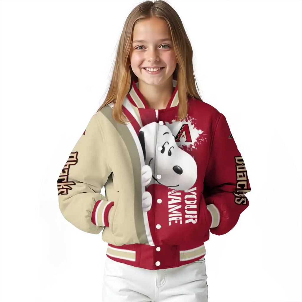 personalized arizona diamondbacks snoopy head red varsity jacket top rated personalized arizona diamondbacks snoopy head red varsity jacket top rated