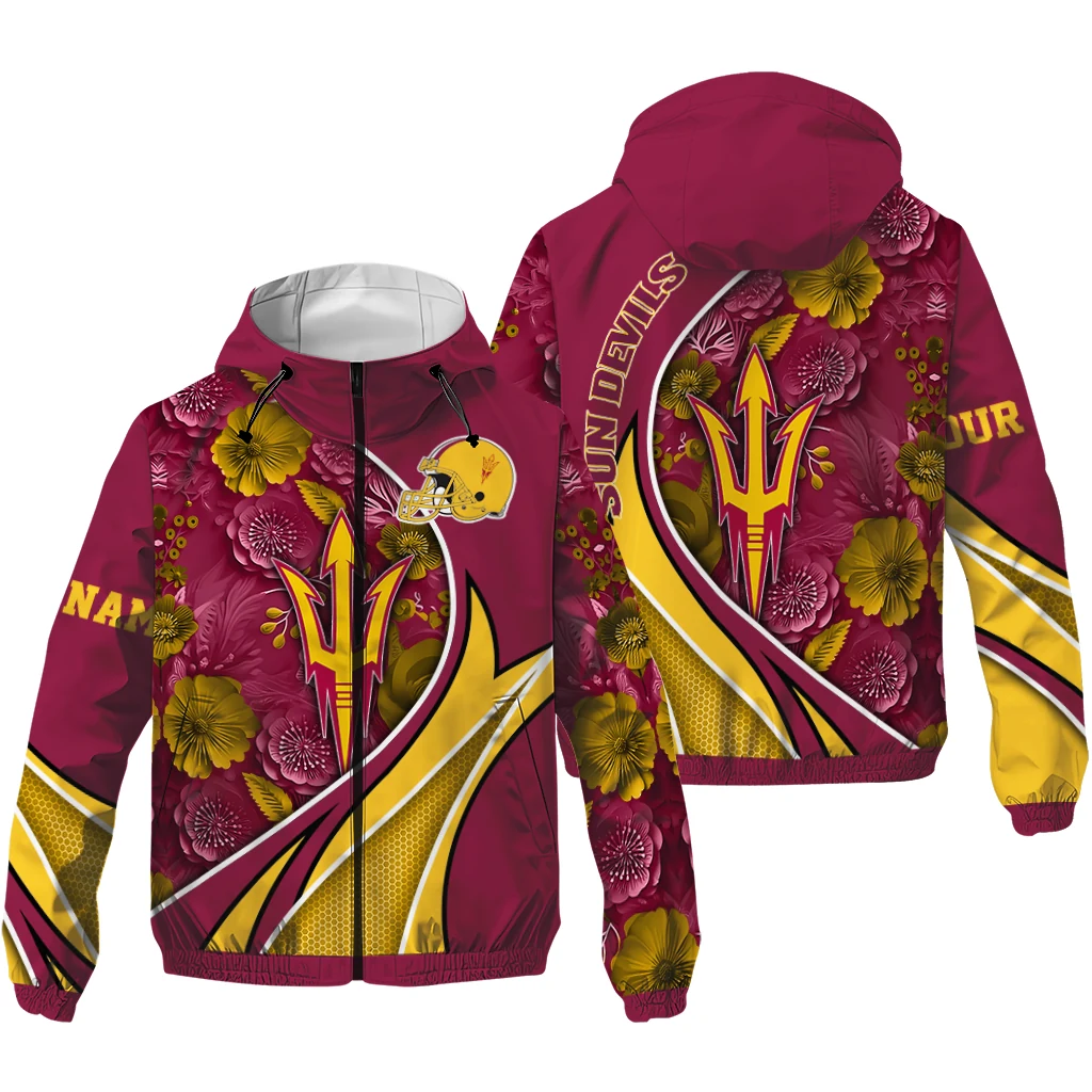 personalized arizona state sun devils blossoms helmet maroon windbreaker jacket high quality personalized arizona state sun devils blossoms helmet maroon windbreaker jacket high quality