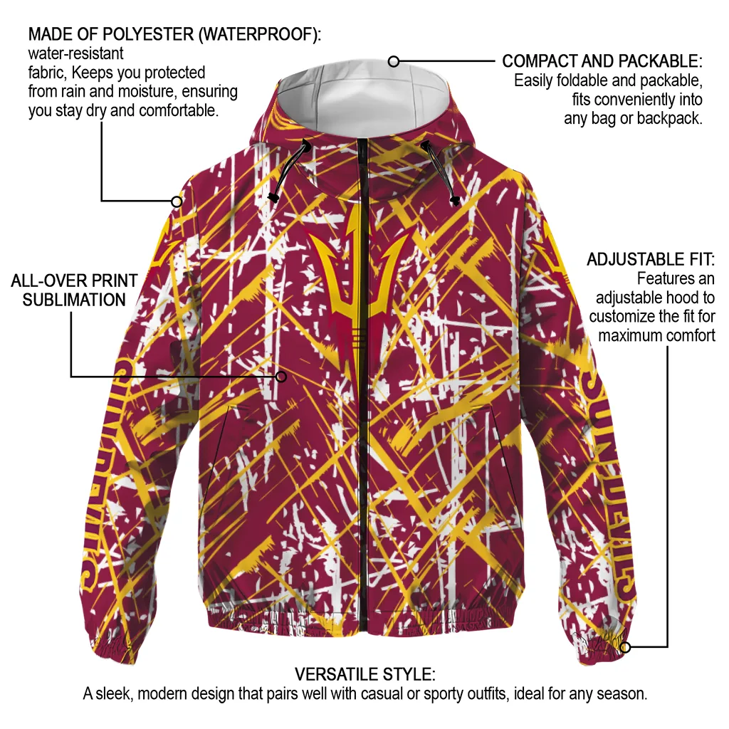 personalized arizona state sun devils brushstroke pattern maroon windbreaker jacket new arrival personalized arizona state sun devils brushstroke pattern maroon windbreaker jacket new arrival
