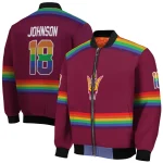personalized arizona state sun devils rainbow jersey number maroon bomber jacket best selling