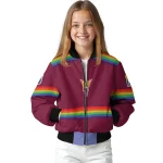 personalized arizona state sun devils rainbow jersey number maroon bomber jacket best selling