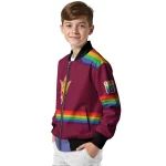 personalized arizona state sun devils rainbow jersey number maroon bomber jacket best selling