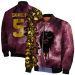 personalized arizona state sun devils skull cluster maroon bomber jacket best selling