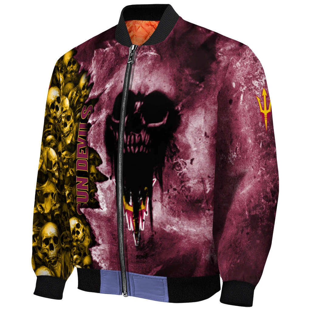 personalized arizona state sun devils skull cluster maroon bomber jacket fashion forward personalized arizona state sun devils skull cluster maroon bomber jacket fashion forward