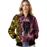 personalized arizona state sun devils skull cluster maroon bomber jacket best selling