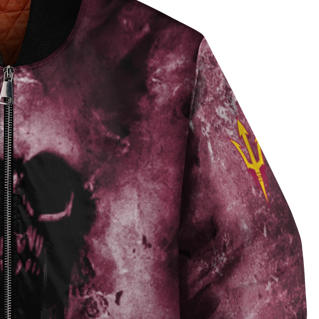 personalized arizona state sun devils skull cluster maroon bomber jacket premium grade personalized arizona state sun devils skull cluster maroon bomber jacket premium grade
