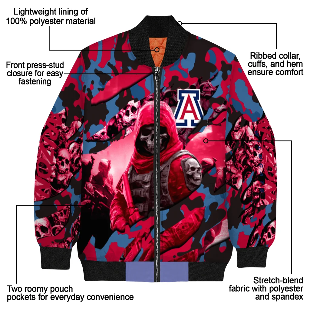 personalized arizona wildcats skull horde red bomber jacket new arrival personalized arizona wildcats skull horde red bomber jacket new arrival
