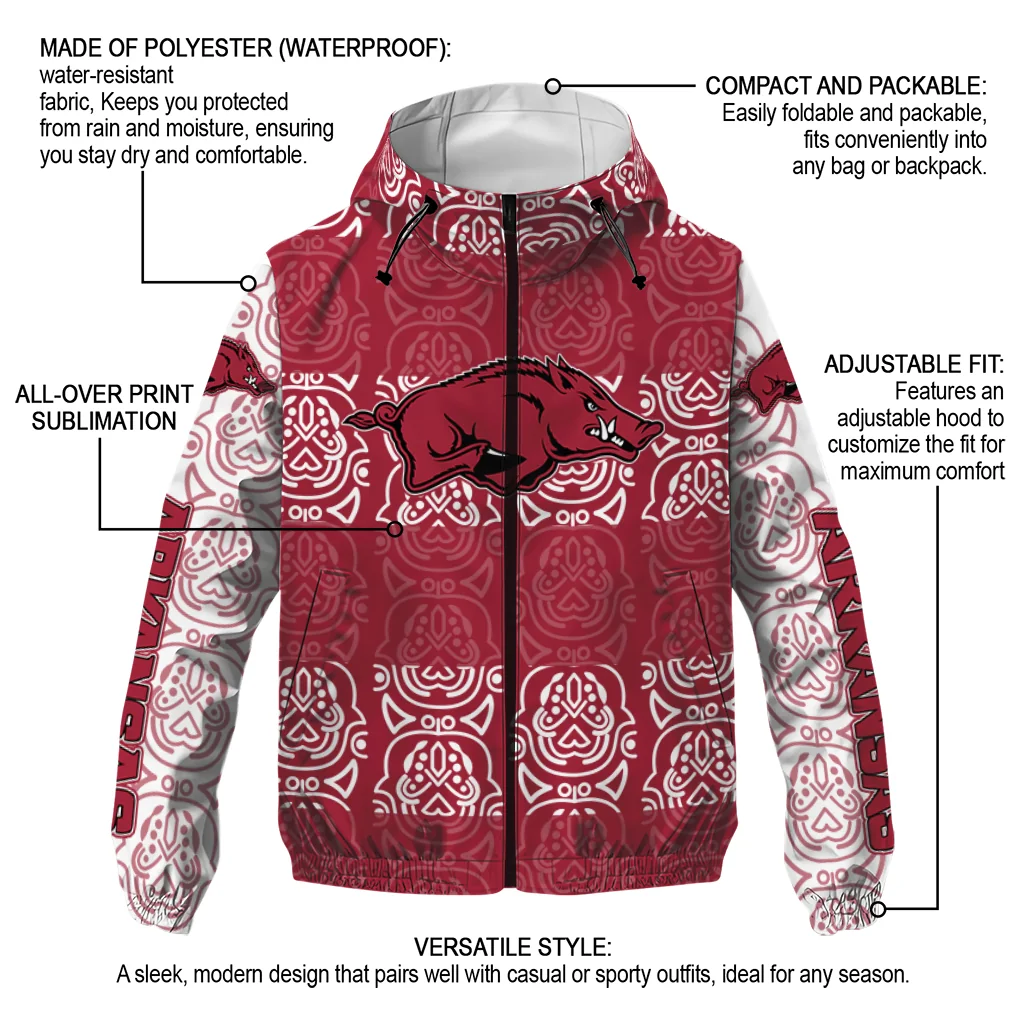 personalized arkansas razorbacks cat eyes red windbreaker jacket new arrival personalized arkansas razorbacks cat eyes red windbreaker jacket new arrival