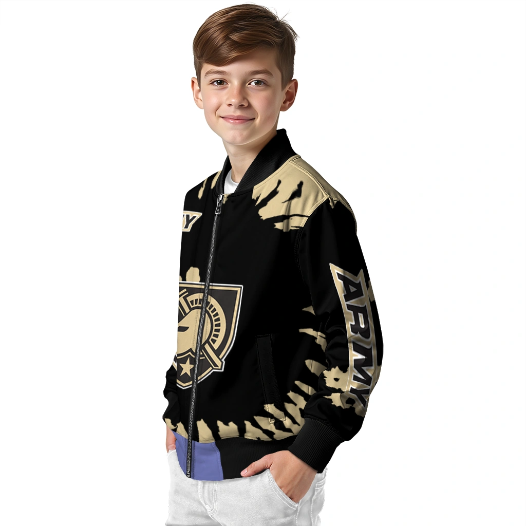 personalized army black knights burst splatter gold bomber jacket trendy personalized army black knights burst splatter gold bomber jacket trendy