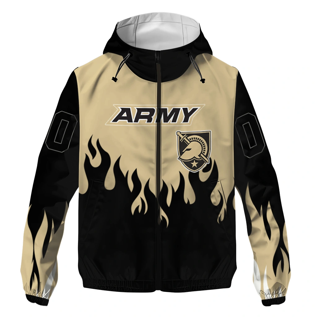 personalized army black knights flame trim gold black windbreaker jacket best selling personalized army black knights flame trim gold black windbreaker jacket best selling
