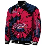 personalized atlanta braves burst splatter navy varsity jacket best selling