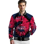 personalized atlanta braves burst splatter navy varsity jacket best selling