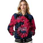 personalized atlanta braves burst splatter navy varsity jacket best selling
