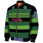 personalized atlanta braves clover green lines green black bomber jacket best selling