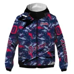 personalized atlanta braves shark art navy windbreaker jacket best selling