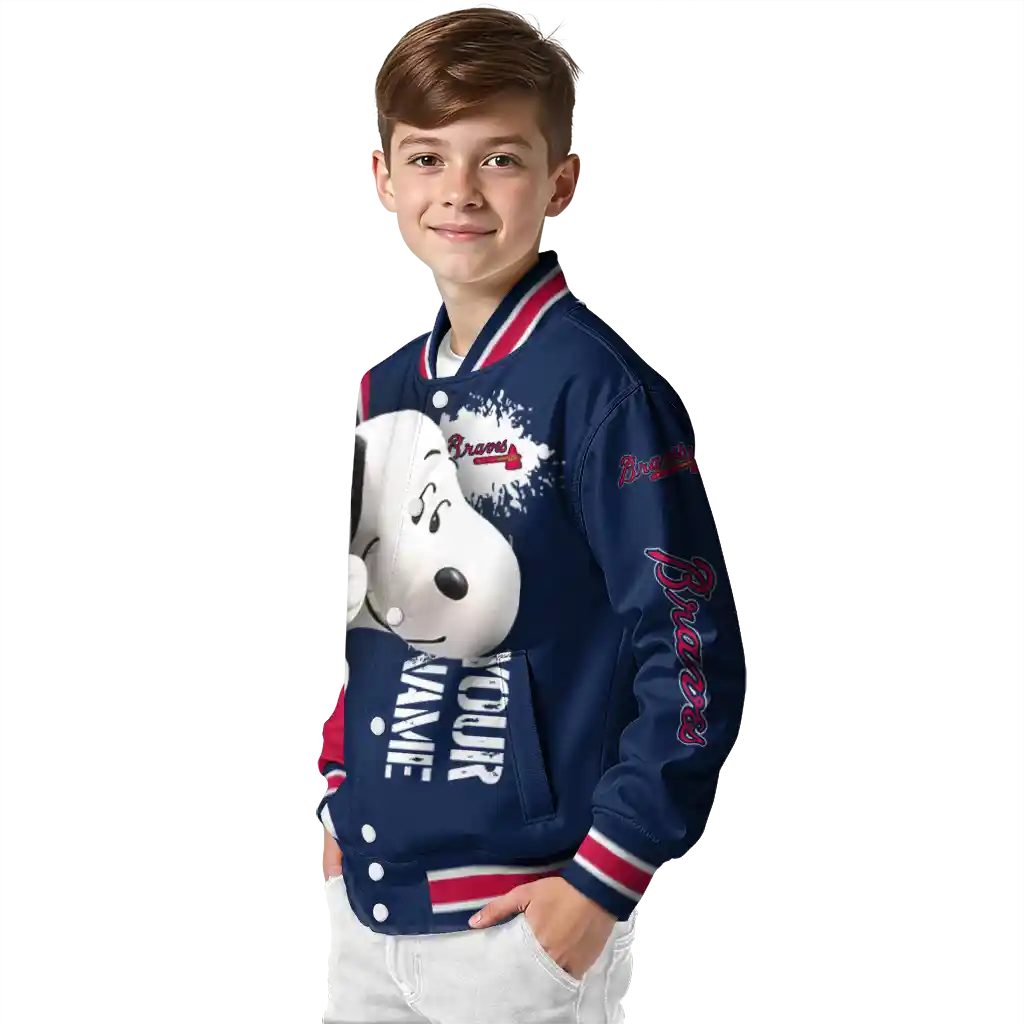 personalized atlanta braves snoopy head navy varsity jacket trendy personalized atlanta braves snoopy head navy varsity jacket trendy