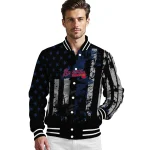 personalized atlanta braves star stripes navy black varsity jacket best selling