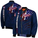 personalized atlanta braves us flag claws navy bomber jacket best selling