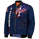 personalized atlanta braves us flag claws navy bomber jacket best selling