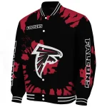 personalized atlanta falcons burst splatter red varsity jacket best selling