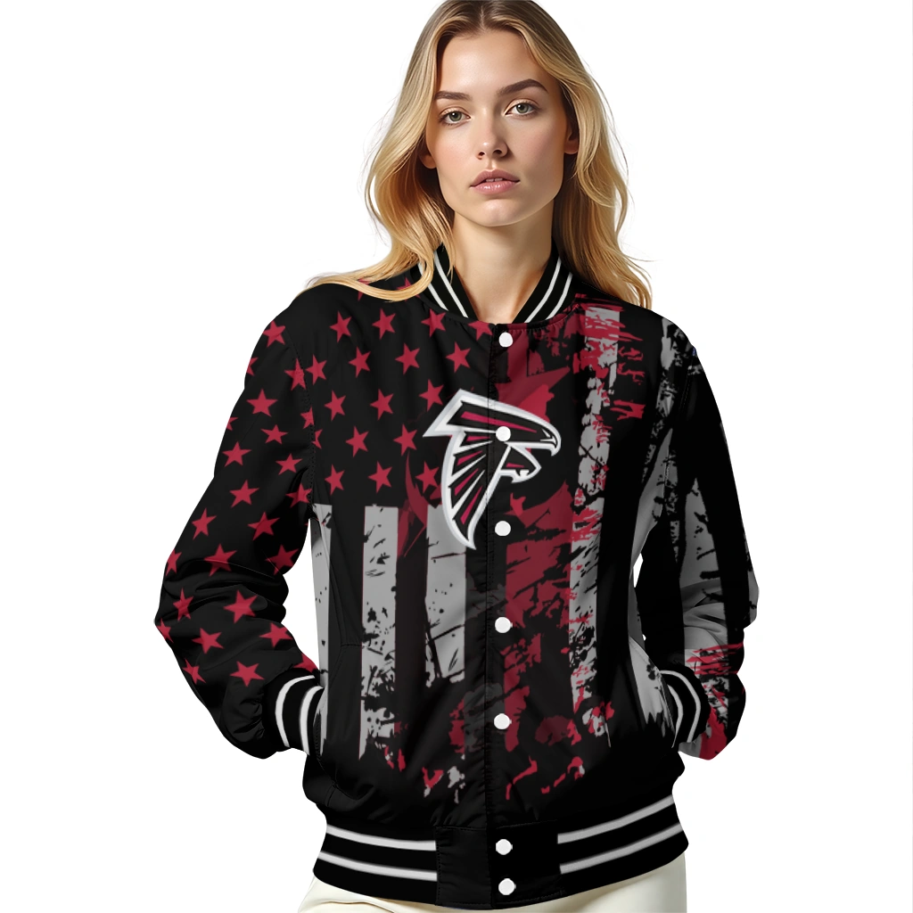 personalized atlanta falcons star stripes red black varsity jacket latest model personalized atlanta falcons star stripes red black varsity jacket latest model