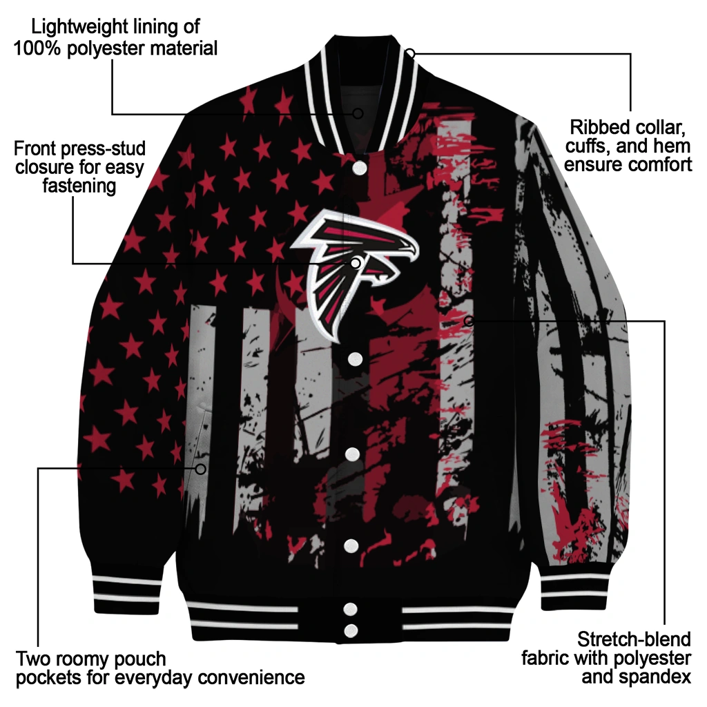 personalized atlanta falcons star stripes red black varsity jacket new arrival personalized atlanta falcons star stripes red black varsity jacket new arrival