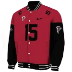 personalized atlanta falcons team patch red varsity jacket best selling