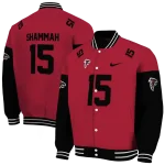 personalized atlanta falcons team patch red varsity jacket best selling