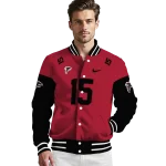 personalized atlanta falcons team patch red varsity jacket best selling